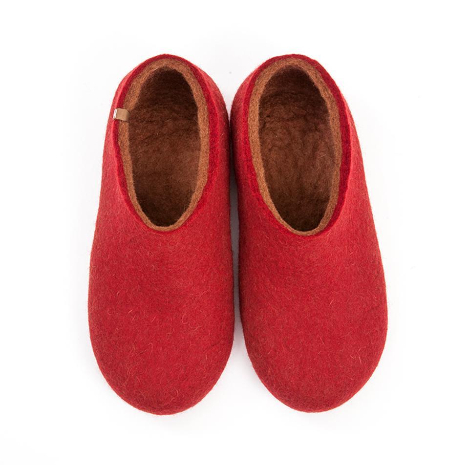 Wooppers Felt Slippers Dual Red Brown