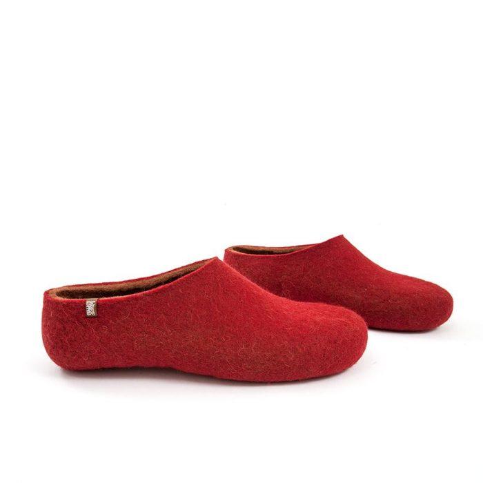 Womens house slippers - Dual red felted slippers by Wooppers