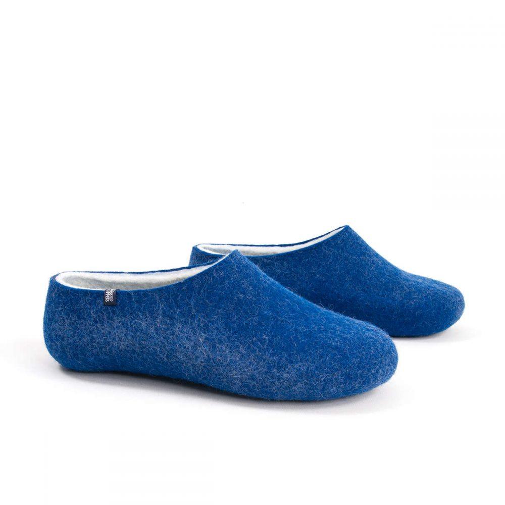 Boiled wool slippers BLISS blue-white by Wooppers