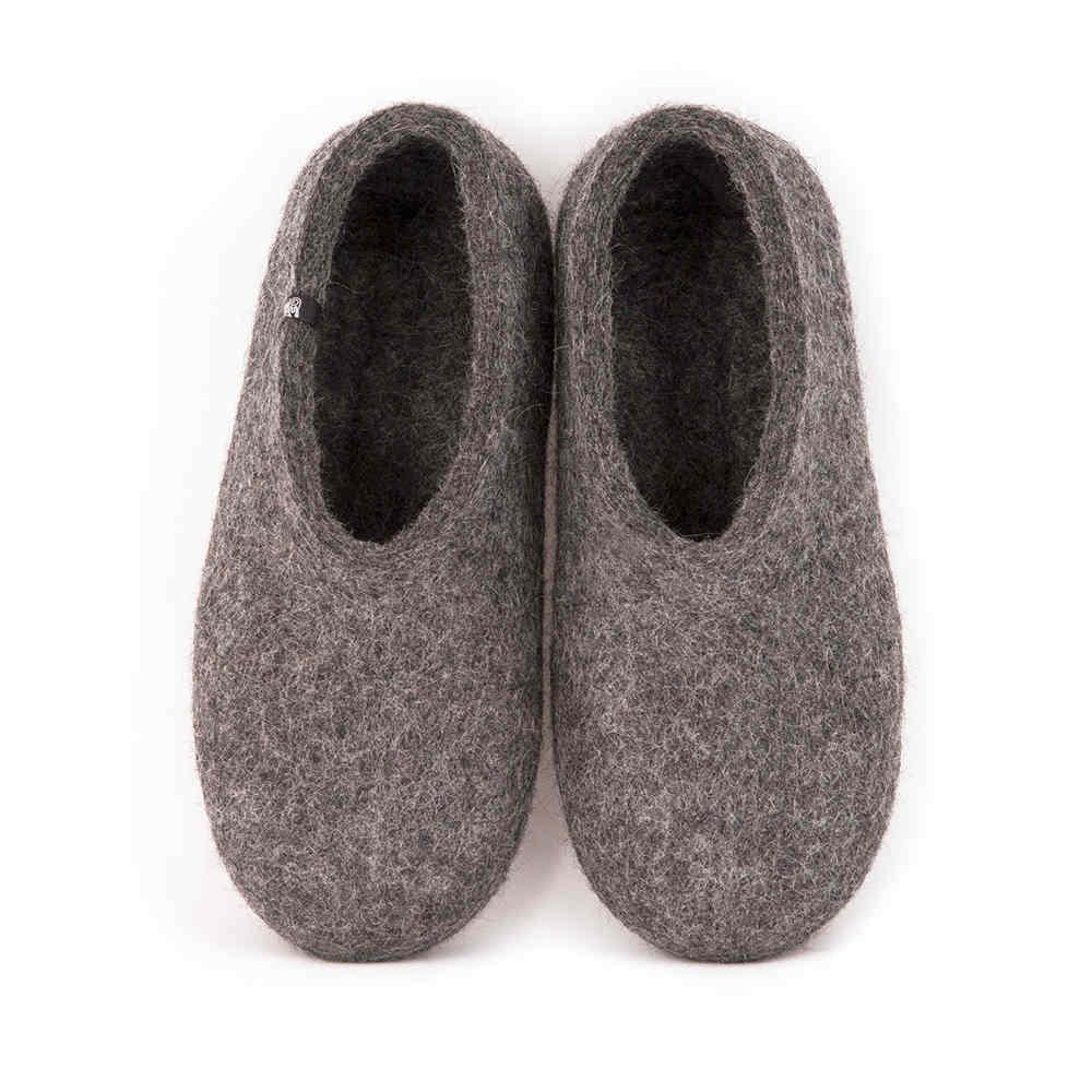 Gray felt slippers for men BASIC collection by Wooppers