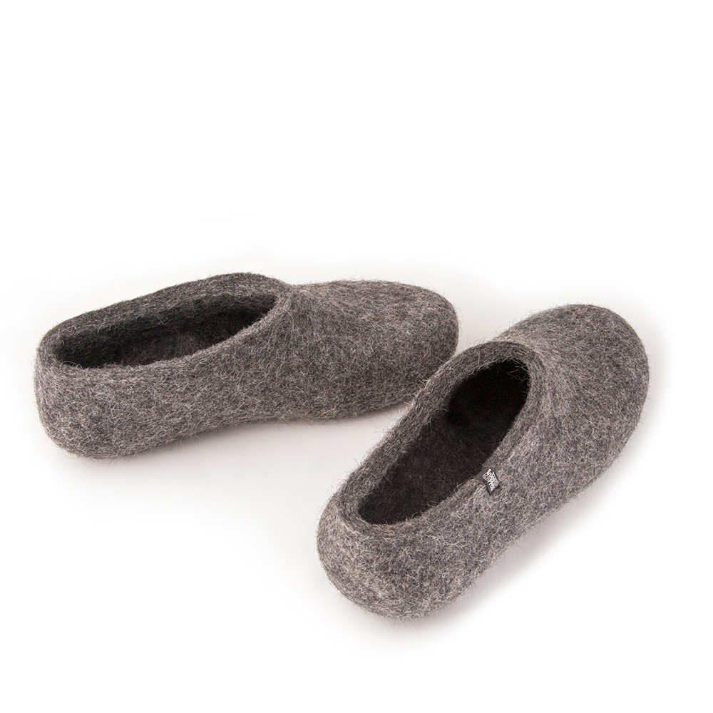 Gray Felt Slippers For Men Basic Collection By Wooppers