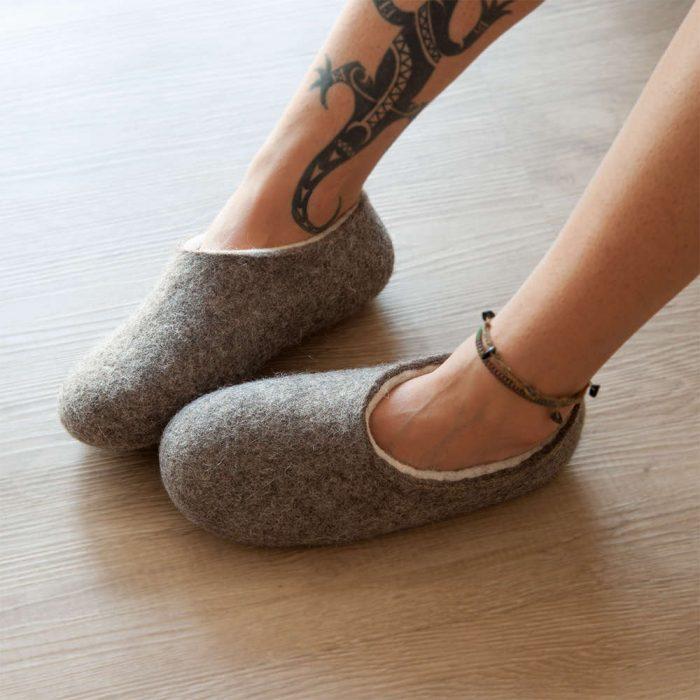 Felted Wool Slippers - felt house shoes 