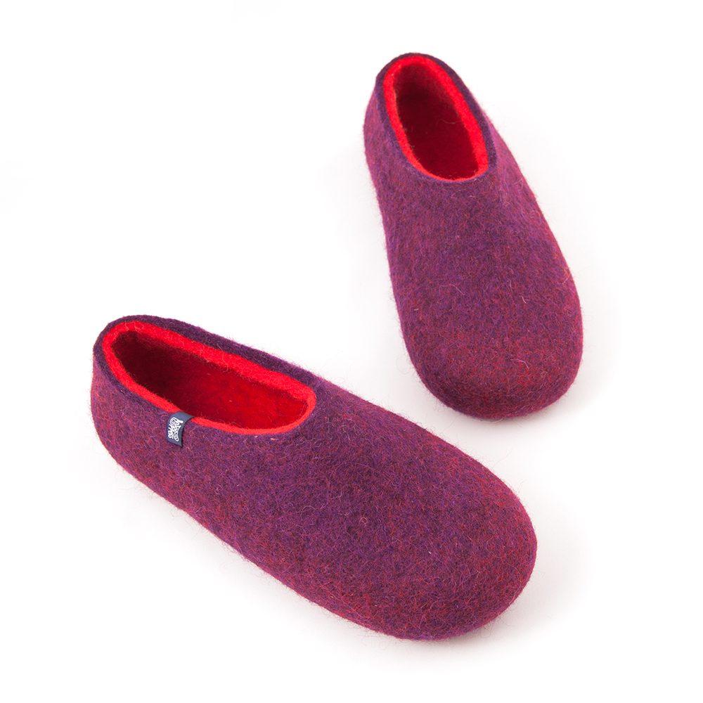 House shoes in pink, lilac, purple by Wooppers wool slippers