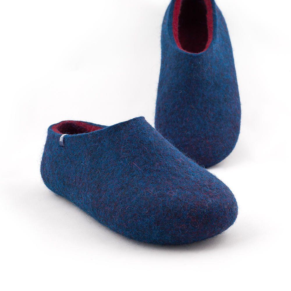 Blue wool slippers - burgundy - Dual collection | Wooppers
