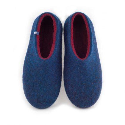 Blue wool slippers - burgundy - Dual collection | Wooppers