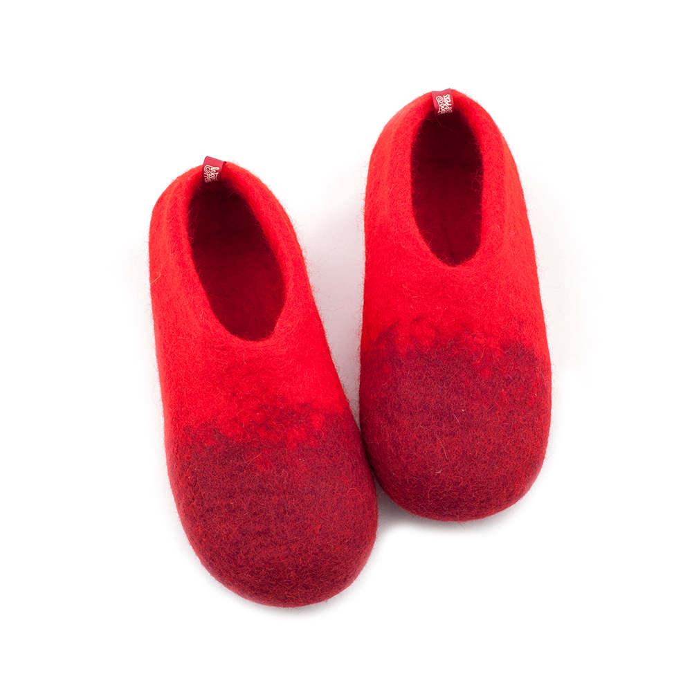Girls wool slippers in red - DUO kids 