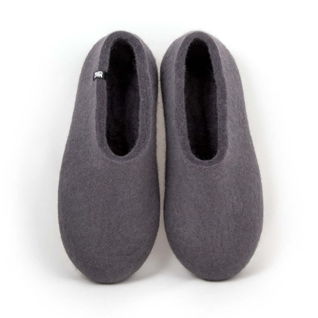 mens wool slippers in earth grey hues ARTI - wooppers